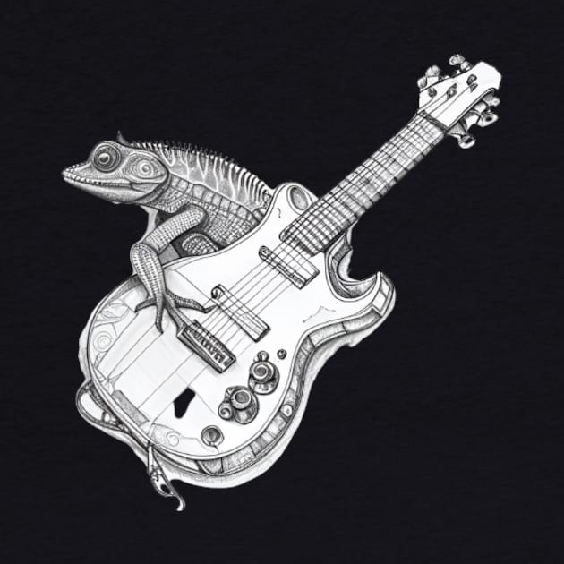 Chameleon plays guitar by  art white